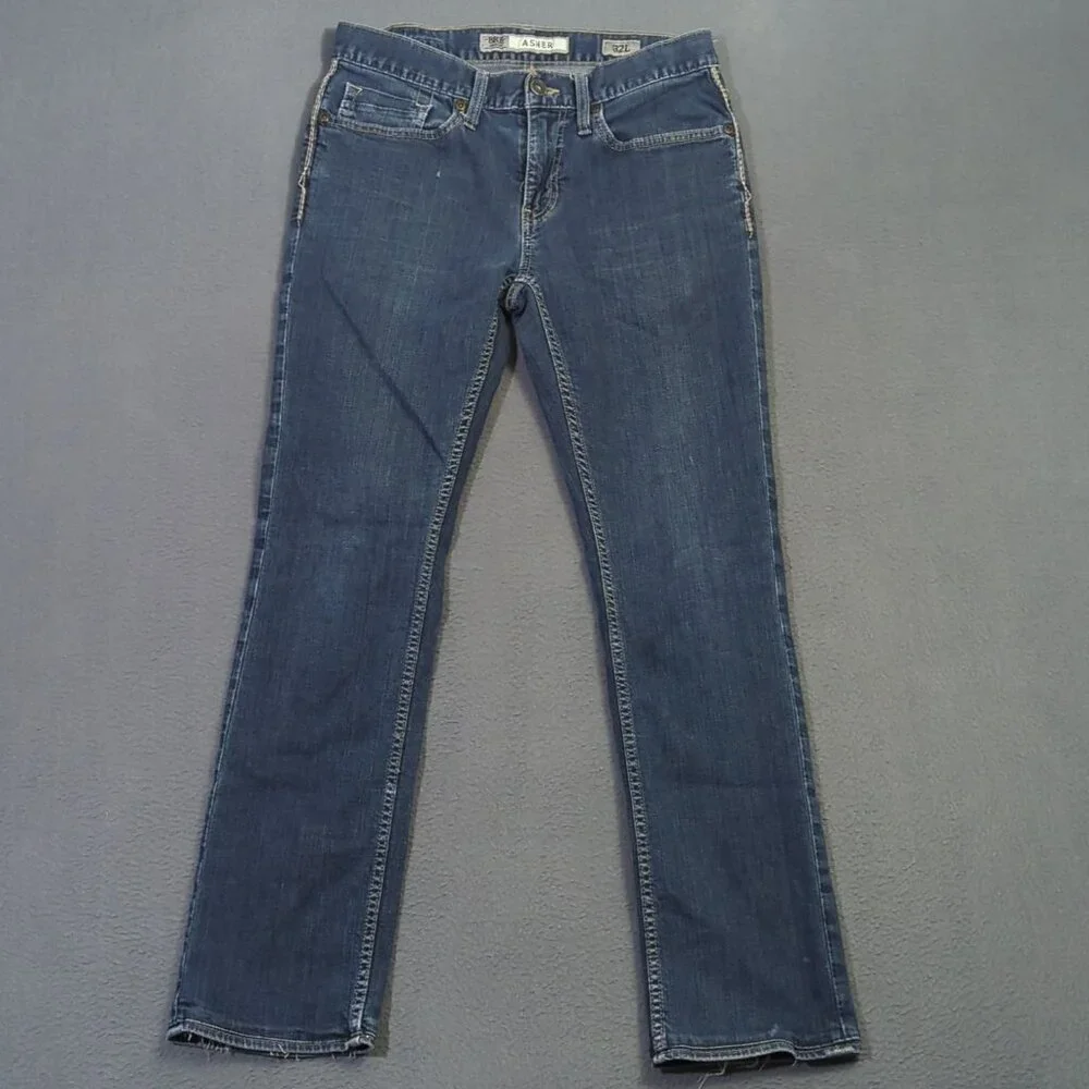 BKE Jeans Men's 32L Fits 32x29 Blue Asher Straight Stretch Denim Hemmed